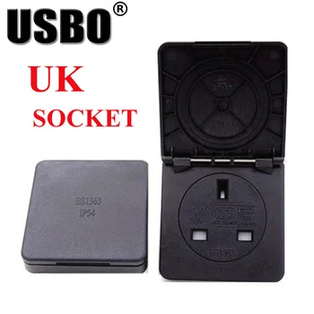 

Black square cover British standard outdoor socket IP54 13A 250V UK AC Power Socket Dustproof and Waterproof Industrial outlet