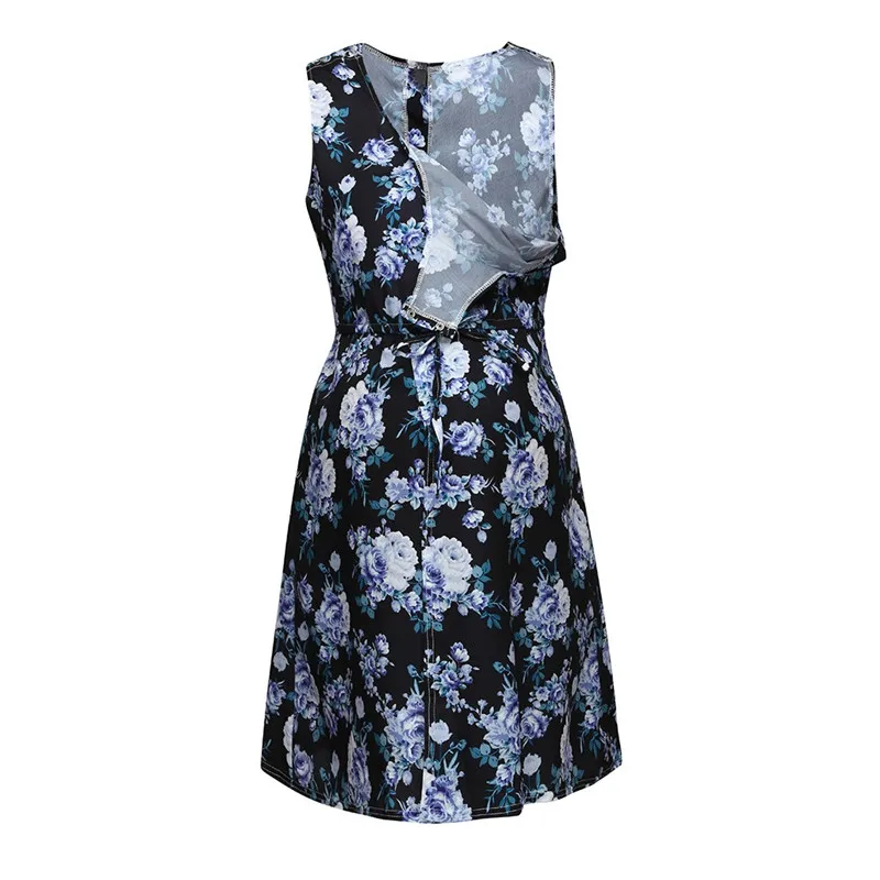 Maternity clothes summer 2019  new Women Maternity Dresses Mother Sleeveless Floral Pregnancy Nusring Sundress (4)