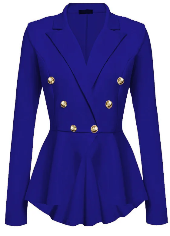 Mr.nut large size women's new long-sleeved suit jacket cotton solid color street fashion clothing Slim button decoration suit