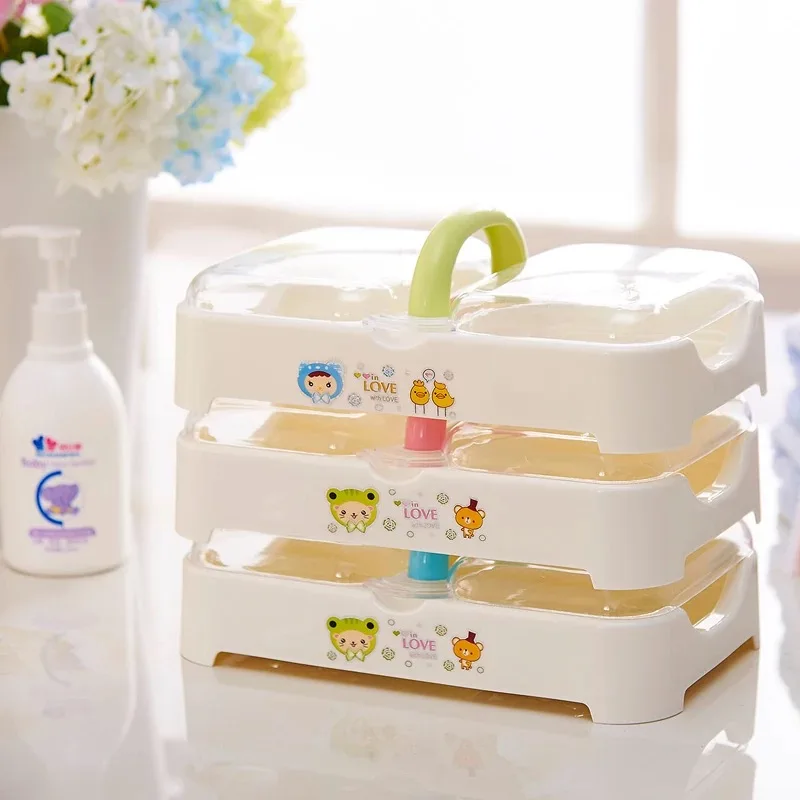 2 Grid Portable Soap Box With Lid and Handle Plastic Drain Soap Holder Tray Container Soap Storage Box Bathroom Accessories
