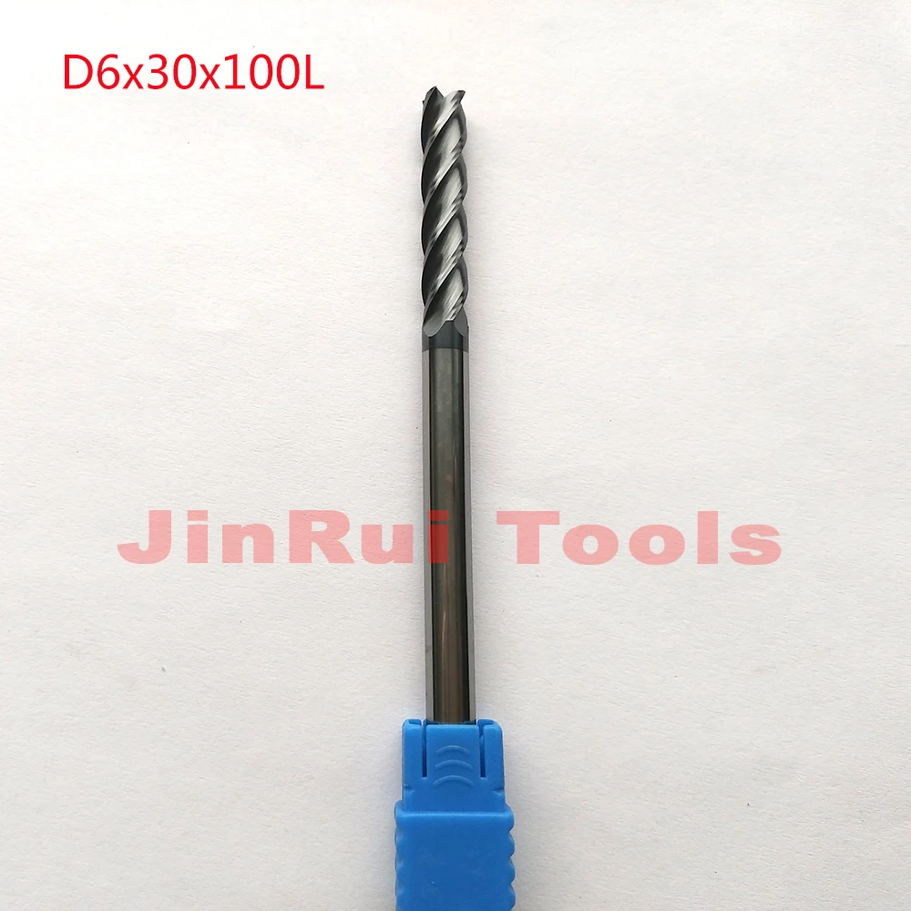 1pc D6*30*100L HRC55 4 Flutes Flat Square Solide Carbide End Mills CNC router bit milling cutter Tools Knife fresa | Инструменты