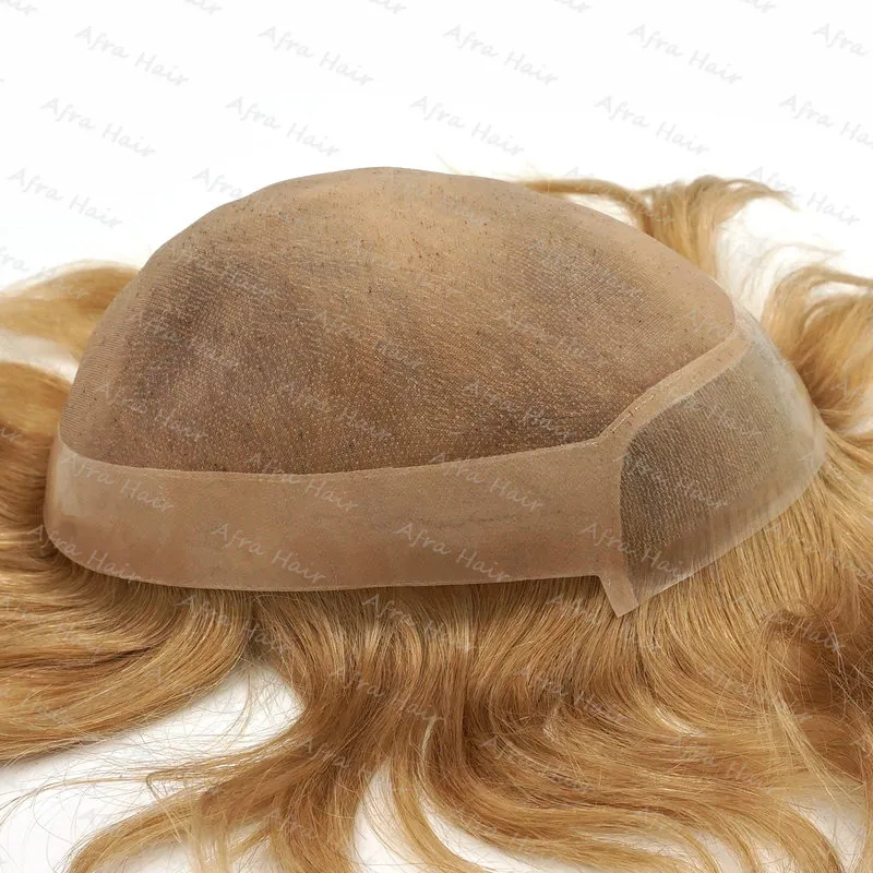 Frontal Remi Hair Piece Toupee Glue Wig Men Mono Lace With Clear Poly In Front Durable Natural
