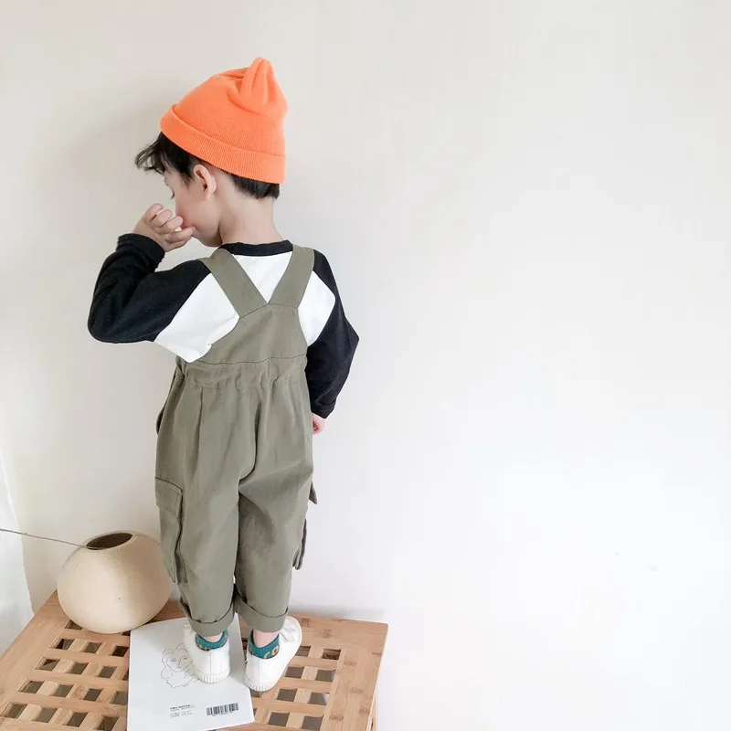 Новые осенние детские ремни в стиле ретро комбинезоны для маленьких мальчиков в Корейском стиле повседневные свободные брюки из чистого хлопка Одежда для детей