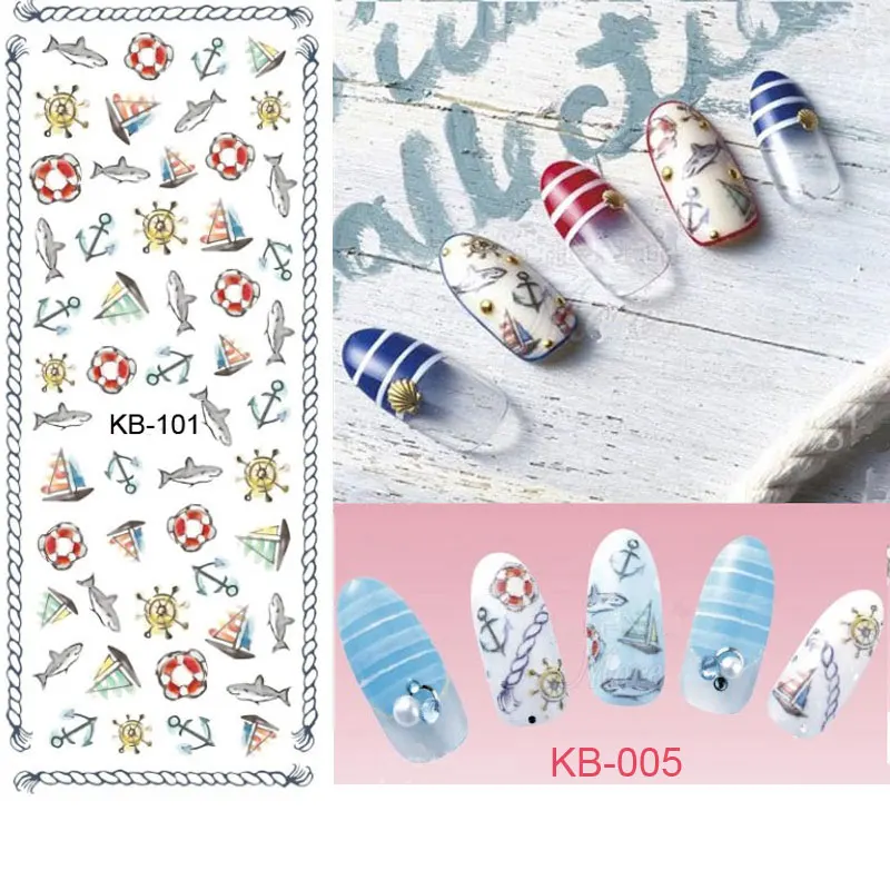 

2017 Manicure New Diy Nail Design Water Transfer Nails Art Sticker Cartoon Fish Anchor Ocean Wraps Watermark Fingernails Decals