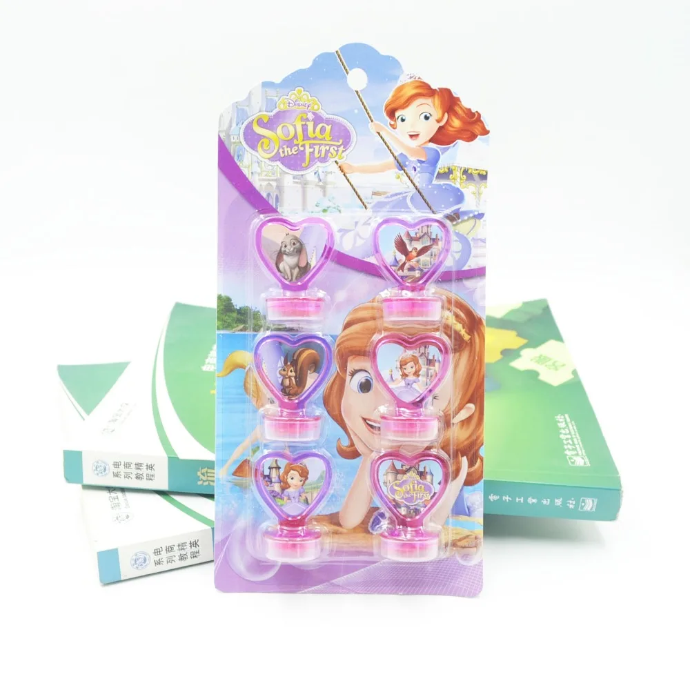 

6pcs/set Sofia Party Decoration Rubber Stamp Funny Sofia For Kids Decor Cartoon Seal Stamper Birthday Party Supplies