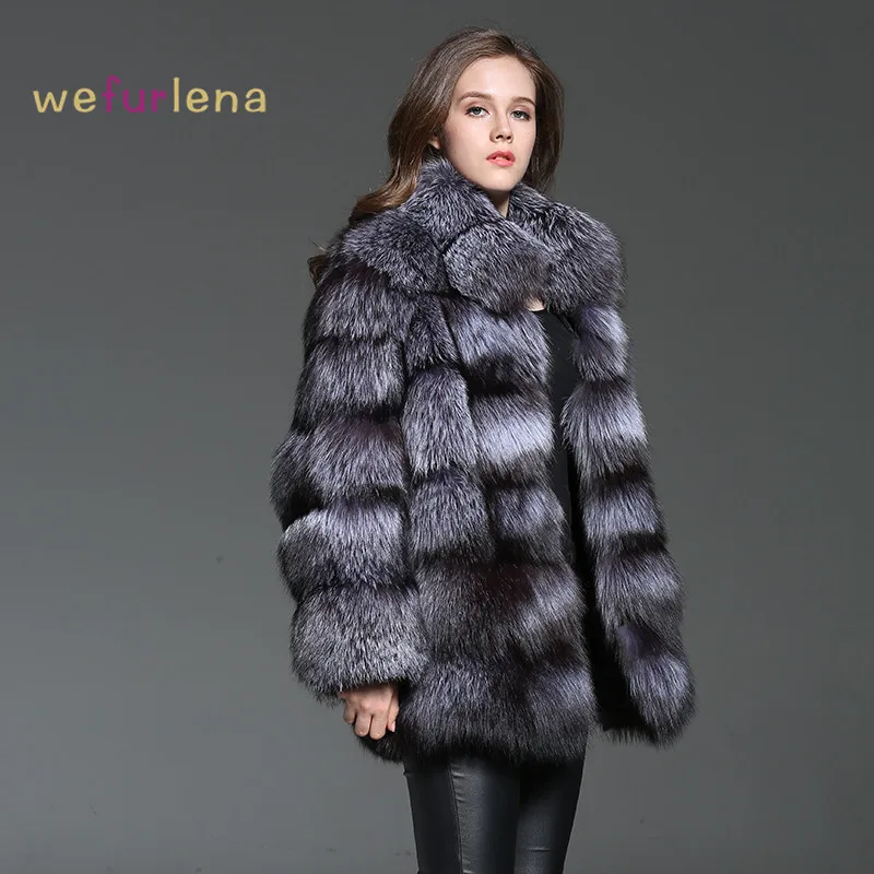 Женский Бренд Welfurlena 85 см Натуральная лисица пальто 2018 зимняя женская теплая