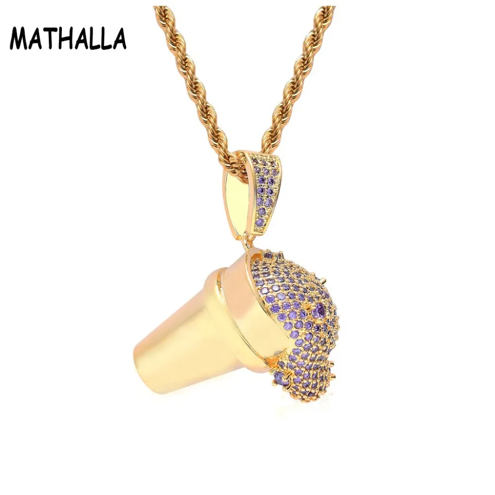 

Hiphop Jewelry Gold Spill Beverage Ice Cream Pendant With AAA Cubic Zirzonia Stone Styrofoam Cup Collier Hip Hop Necklace Unisex