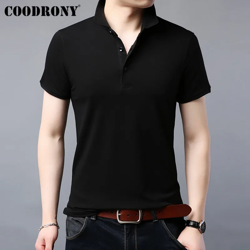 

COODRONY Short Sleeve T Shirt Men Streetwear Tshirt Classic Casual Turn-down Collar T-Shirt Men Cotton Tee Shirt Homme S95069