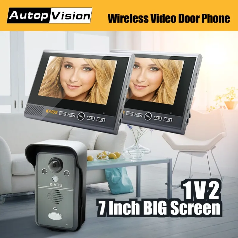 KDB702 1v2 Wireless Video Doorbell Door Phone Camera 7\ Monitor Home Security Intercom System with 1 camera 2 monitors KDB702 1v2 Wireless Video Doorbell Door Phone Camera 7\ Monitor Home Security Intercom System with 1 camera 2 monitors