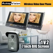 KDB702 1v2 Wireless Video Doorbell Door Phone Camera 7″ Monitor Home Security Intercom System with 1 camera 2 monitors