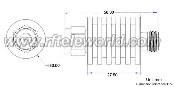 Frete Grátis n Macho para Fêmea Dc-3ghz 1db, 3db. 6db. 10db. 15db. 20db. 30db, 40db 5w rf Coaxial Atenuador Fixo 2 1db, 3db. 6db. 10db. 15db. 20db. 30db,