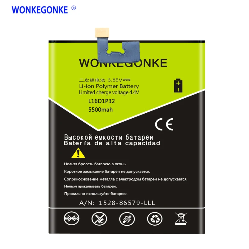 

WONKEGONKE 5500mah L16D1P32 Battery For Lenovo Phab2 Plus PB2-670N PB2-670M PB2-670Y PB2 670N 670M 670Y Battery
