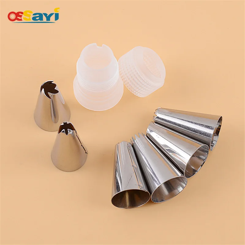 

6pcs/Set Icing Piping Nozzles Stainless Steel Nozzles Pastry Cake Decorating Tips Nozzles Tools for the Kitchen Baking