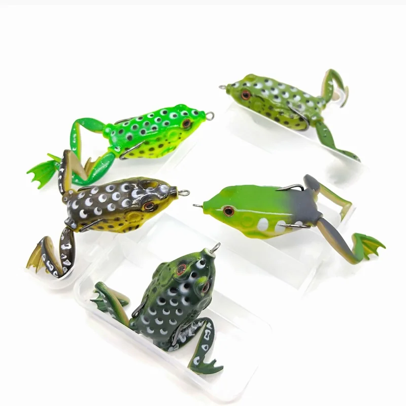 5pcs/BOX 5.5cm 15g Frog Fishing Lures Kit Snakehead Lure Topwater Floating Ray Frog Artificial Bait pesca isca Killer Carp