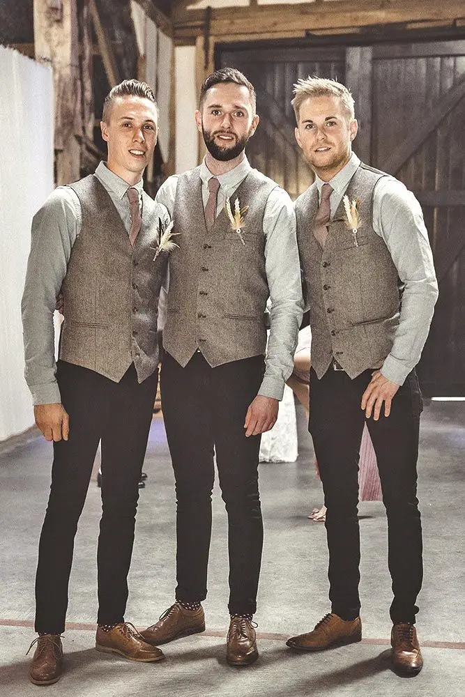 2017 Latest Coat Pant Designs Brown Tweed Vest font b Formal b font Slim Fit Skinny