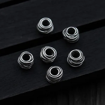 

Ornament Winding Black Craft Retro Metal Beads 925 Sterling Silver Spacer Beads For Fashion Bracelets Chains DIY Jewelry Making