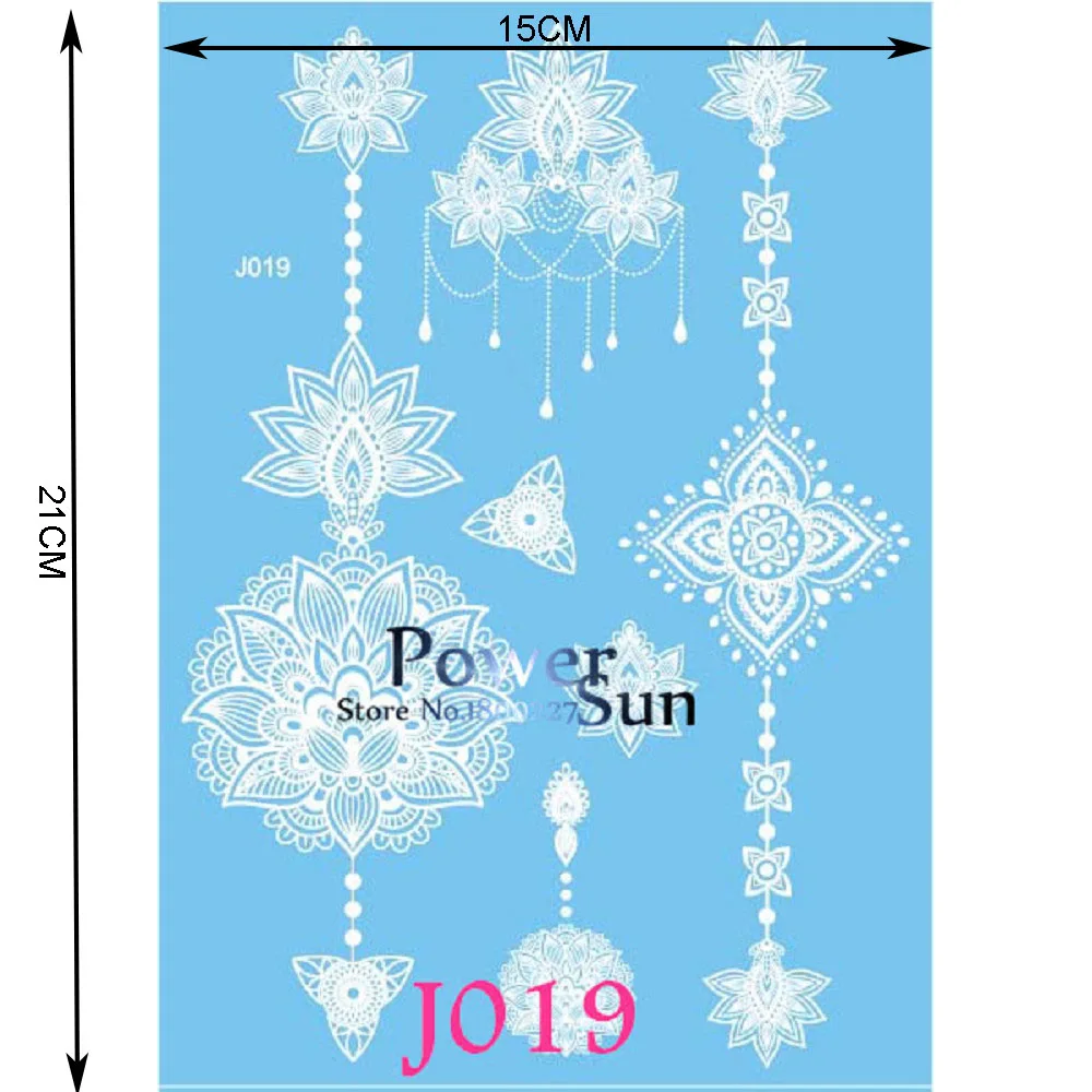 1 шт сексуальные белые чернила Хна Цветок Дизайн татуировки тело назад искусство временная татуировка наклейка Водонепроницаемая мнимый ювелирные изделия тату Свадьба PJ019