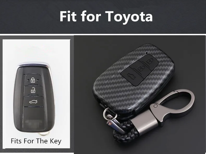 Чехол для ключей из углеродного волокна Toyota Camry CHR Corolla RAV4 Avalon Land Cruiser Prado Prius чехол
