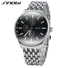 SINOBI Casual Full Steel Quartz Watches Men Quartz-watch Clock Watch Luxury Brand Male Wristwatch Horloges Mannen 2017 Reloj L19