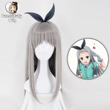 Japanischen Anime Mischung S Kanzaki Hideri Aus Gerade Lange Silber grau Cosplay Perücke Halloween Kostüm Spielen Perücken Für Frauen + perücke Kappe