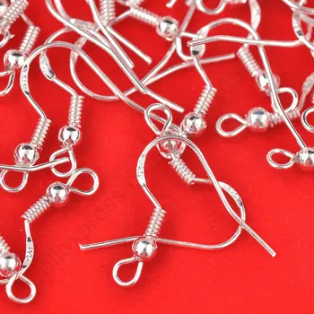 

Free shipping Wholesale 400PCS Lot 18mm 925 Sterling Silver Earring Hooks Ball Jewelry Accessory Findings Ear Wire