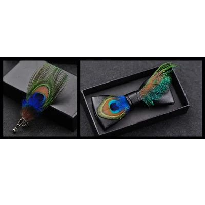Высококачественные модные галстуки-бабочки для мужчин, галстук для смокинга, креативный декор из перьев, Свадебная вечеринка, красный, черный, зеленый галстук-бабочка - Цвет: A18 1set