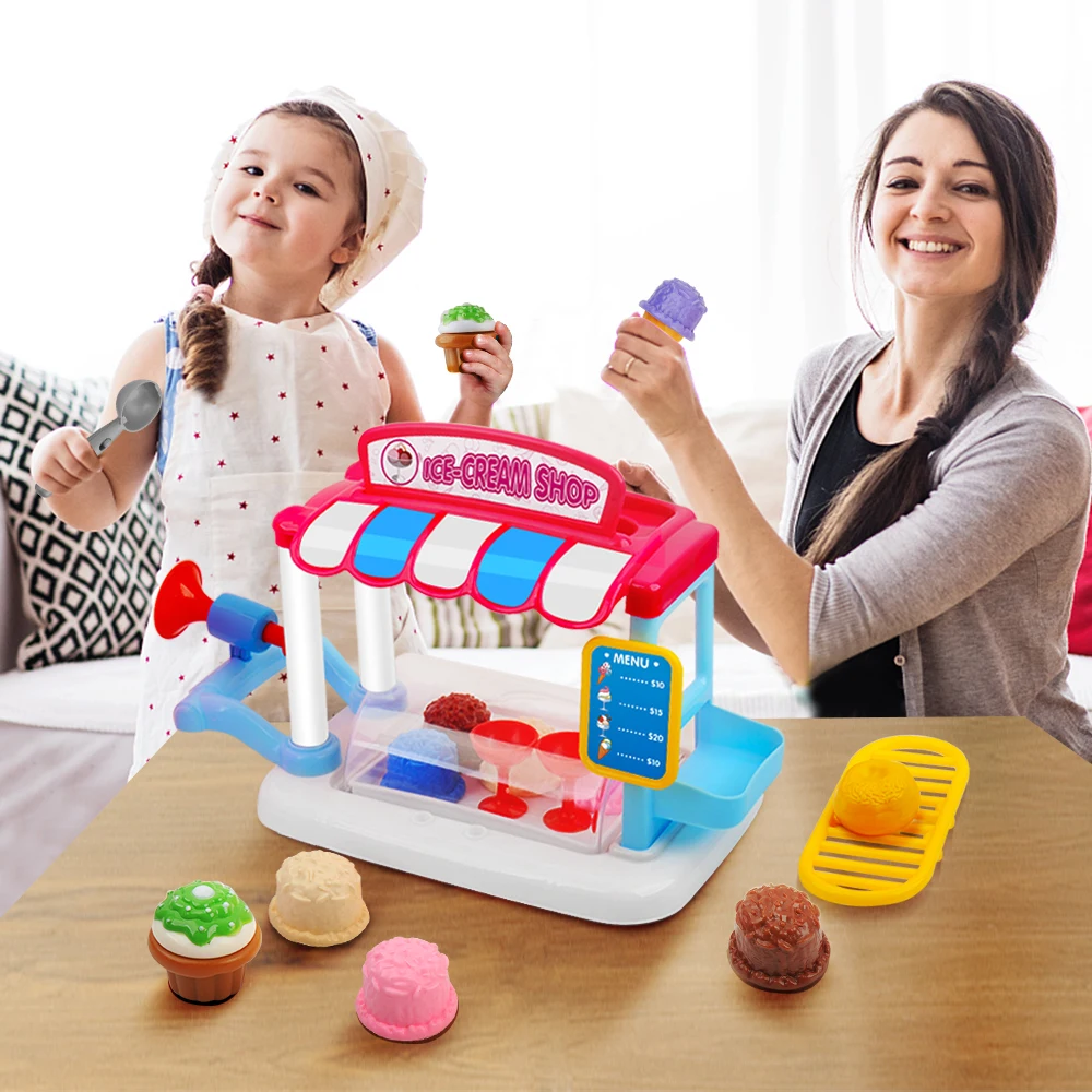 

31pcs Children Pretend Play Toy Set Ice Cream Shop Toys Kids Pretend Play Cooking Tableware Sets toys for children Gifts
