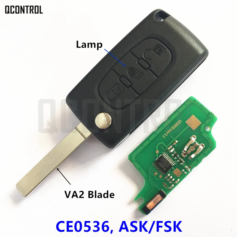 

QCONTROL Vehicle Remote Key fit for PEUGEOT Partner 207 208 307 308 408 433MHz Car Lock Control (CE0536 ASK/FSK HU83)