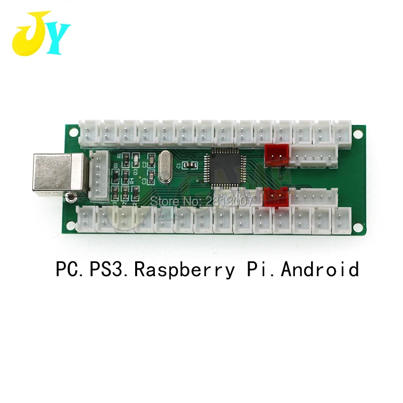 2 игрока аркадная Нулевая задержка USB энкодер ПК PS3 Raspberry Pi Android аркадный джойстик USB плата 5 в светодиодный кнопочный контроллер - Цвет: only a USB board