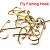 20pcs/lot High Carbon Steel Fishing Hooks Fly fishing 8#12#14#16# artificial gold Color single Carp hook Sea Tackle Accessories ► Photo 3/6