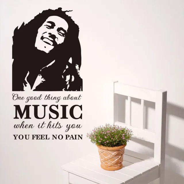 Calcomanía de vinilo para pared, calcomanía de gran tamaño de 42,1x22,4 pulgadas, estilo Bob Marley con música, adhesivos removibles para pared|wall sticker|removable wall stickersvinyl wall - Calcomanía de vinilo para pared, calcomanía de gran tamaño de 42,1x22,4 pulgadas, estilo Bob Marley con música, adhesivos removibles para pared|wall sticker|removable wall stickersvinyl wall -