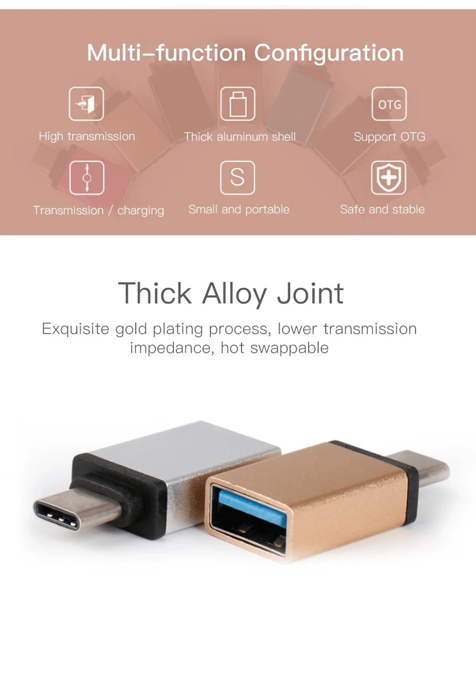 !ACCEZZ USB OTG Adapter Type C To USB Flash Converter For One Plus 5 For LG G5 G6 Xiaomi Mi 5 6 8 Samsung Galaxy S8 S9 Data Sync (2)