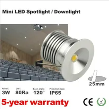 20 шт./лот 3 Вт светильник для шкафа 3 Вт Светодиодный светильник, 3 Вт Светодиодный светильник 25 мм для резки, CE и ROHS DC12V Светодиодный точечный светильник