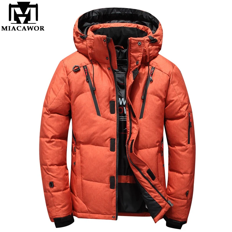 

MIACAWOR Top quality Duck Down Jacket Men Thick Snow Parka Hooded Overcoat Warm Winter Jacket Male Down Coats Outerwear J634