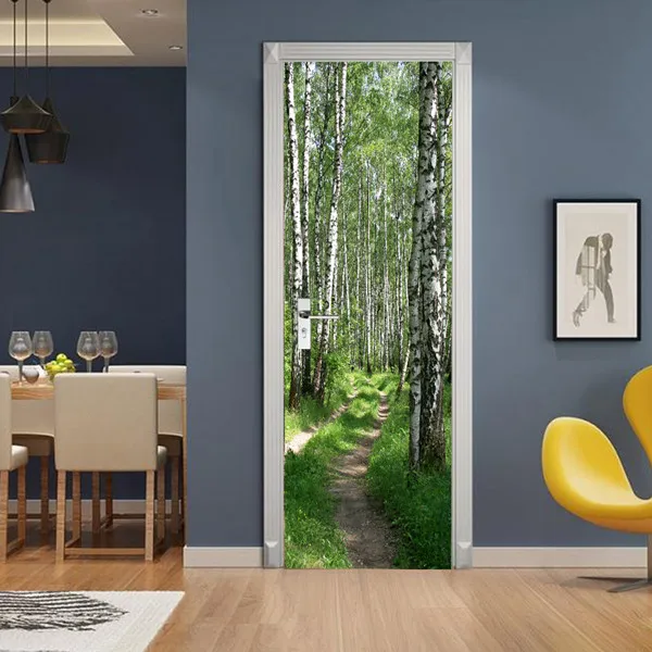 Креативная 3D наклейка на дверь с лесным тропинкой, самоклеющиеся обои для рукоделия, съемные водонепроницаемые наклейки на плакат, домашний декор, наклейки - Цвет: MT-217