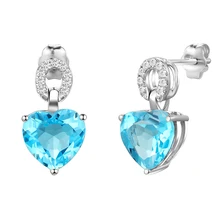 Дважды R Настоящее 18 К белого золота Серьги с алмазами Для женщин сердце Висячие серьги персонализированные Индивидуальные ПОДАРОЧНЫЕ дамы свадебные украшения топаз