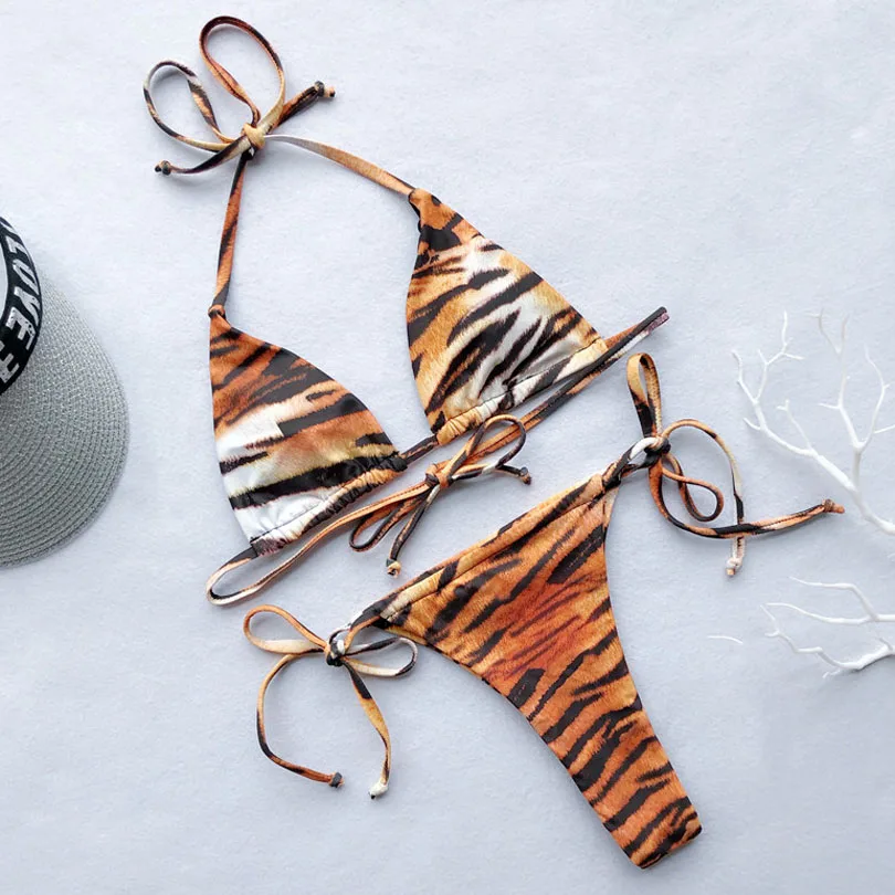 

Tiger Bikini Swimwear Women Swimsuit 2020 Leopard Brazilian Bikini Set Push Up Bathing Suit Female Summer Beach Wear Biquini