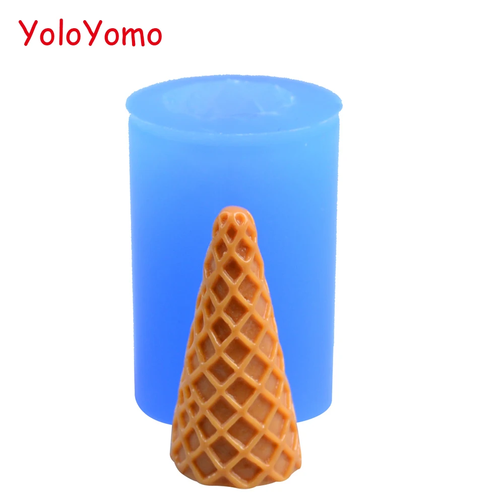 

X178YL 38.5mm 3D Ice Cream Cone Mold - Dessert Candy Chocolate Fondant Sugarcraft Resin Polymer Clay Jewelry Pendant Charm
