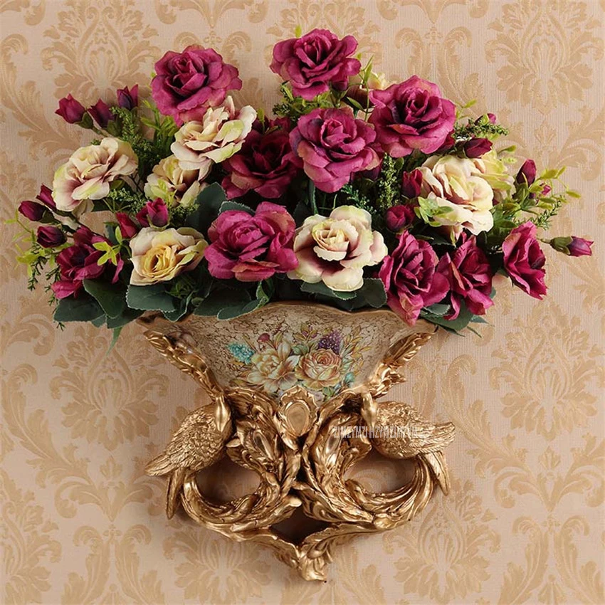 European Retro Hanging Wall Vase Decorative Resin DIY
