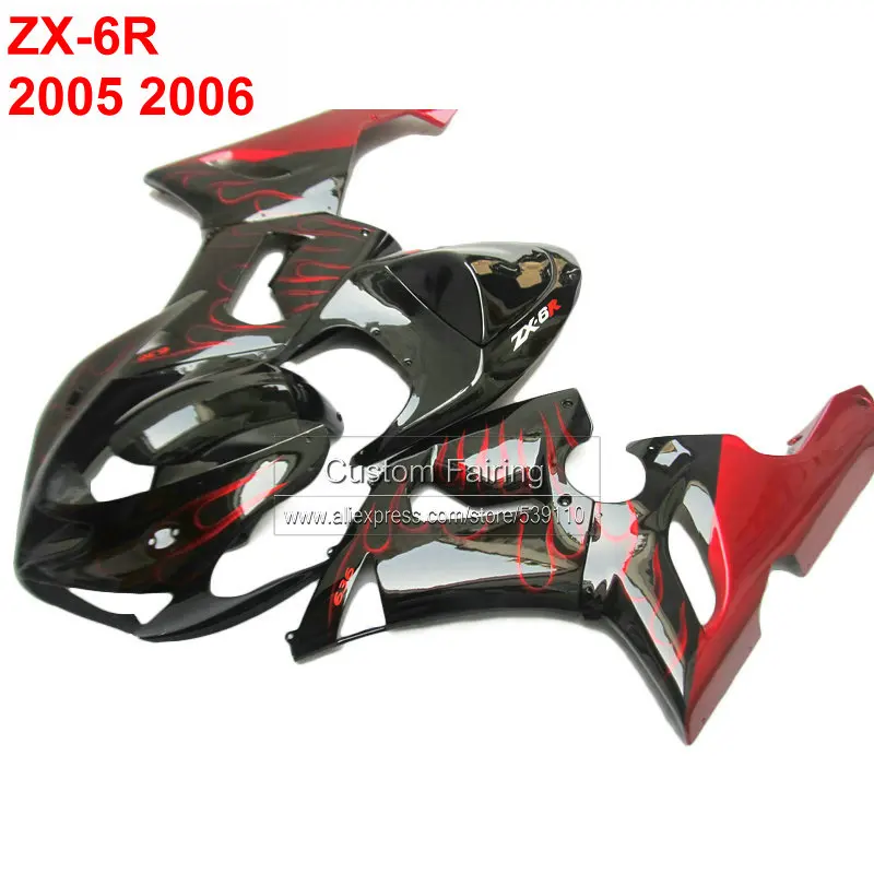 Черные обтекатели для мотоцикла Kawasaki zx6r zx 6r Ninja 05 06 2005 2006 комплект обтекателей