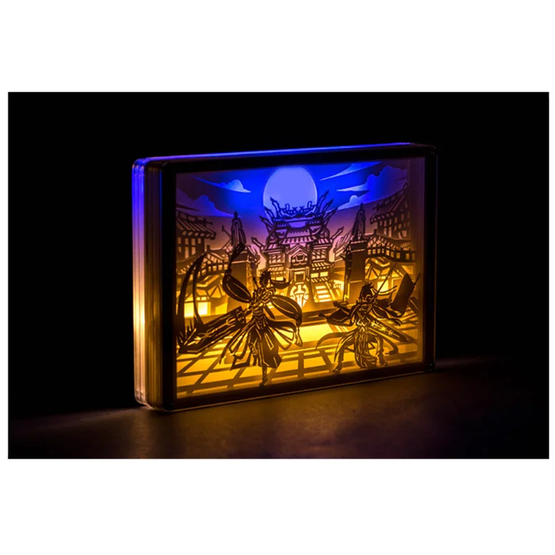 

Three Models Decoration Light Desk Sculpture Paper Carving Lamp Remote Control Power Button Switch Creative Birthday Gift H75