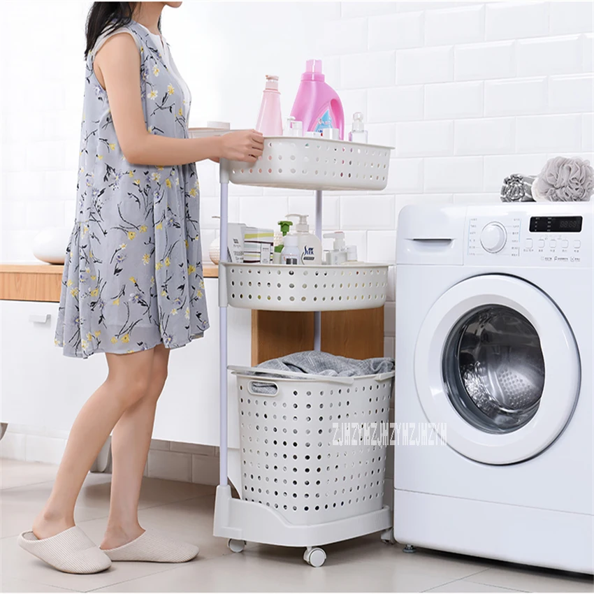 

8810 Plastic Laundry Basket Super Load-Bearing Dirty Clothes Basket Multi Layer Mbined Type Toy Storage Basket With Pulley