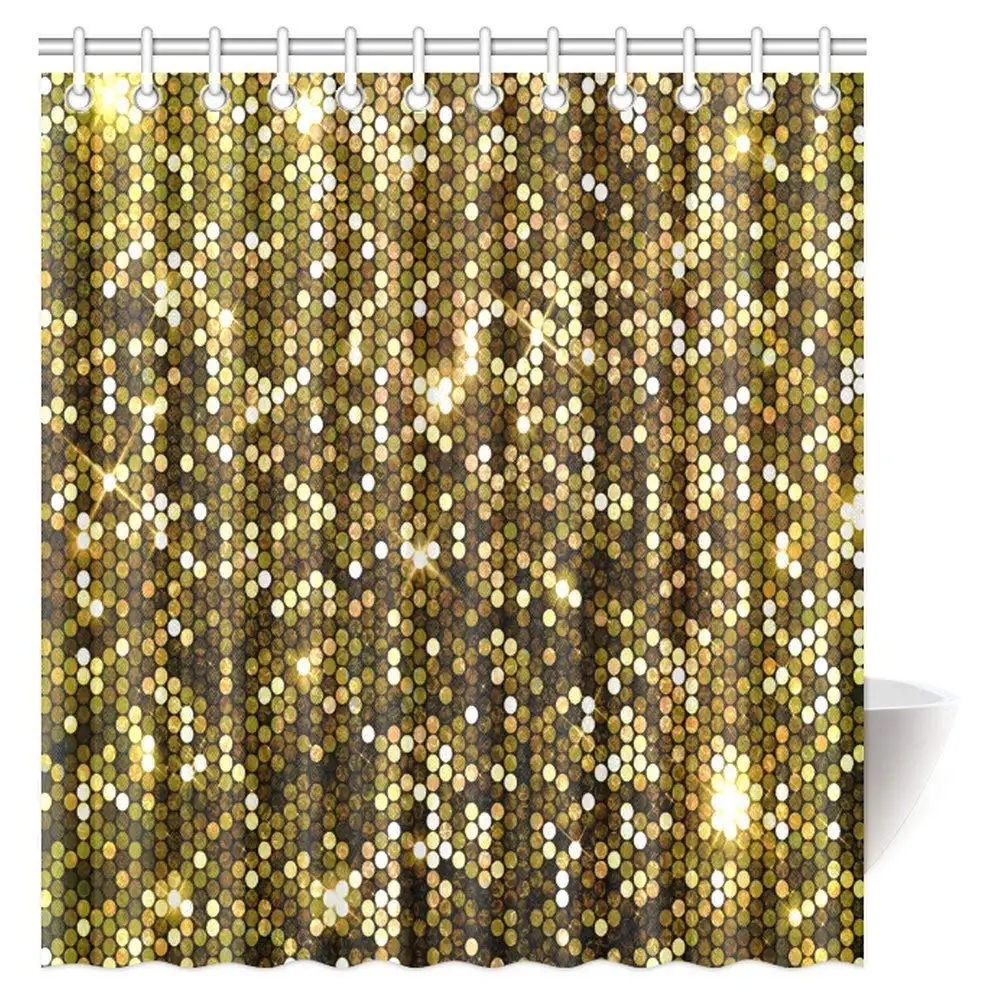 

Sparkle Glitter Shower Curtain High Quality Washable Fabric Bathroom Shower Curtain with Hooks For Home-Decor