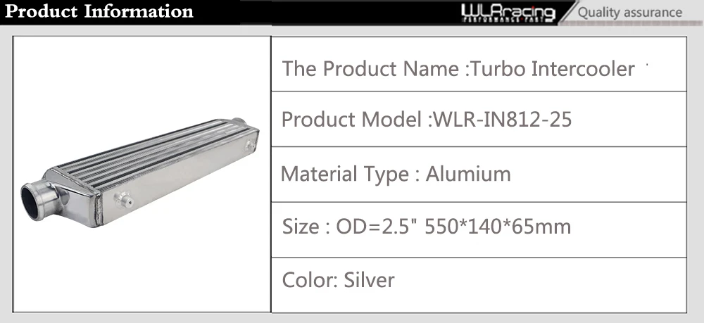 WLR RACING-550*140*65 мм Универсальный турбо интеркулер бар и пластина OD 2," Переднее Крепление интеркулера WLR-IN811-25