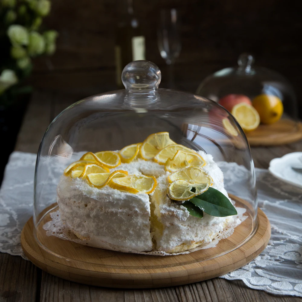 Buy Cake Cover Wooden Base Glass Cover For Tray Cake