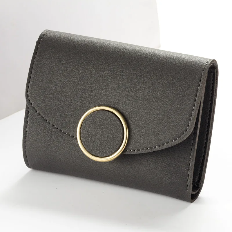 Hot Sale Women Small Clutch  New Wallet Hasp Leather Wallet Female Short Wallet Women Black Purse Strap Coin Purse