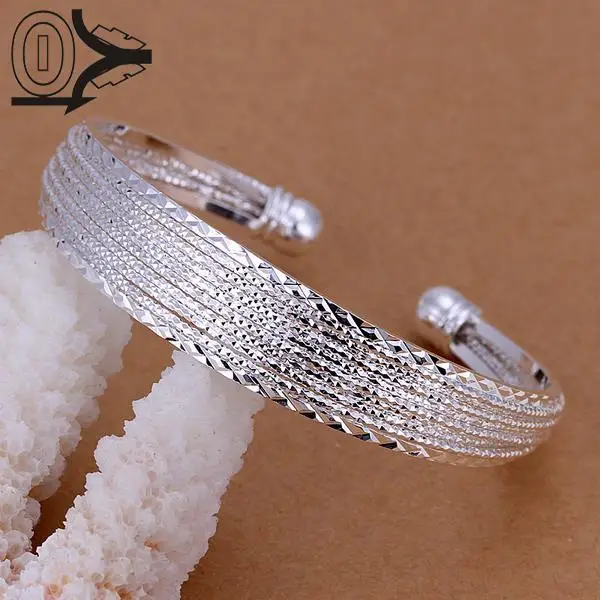 

Wholesale Silver Plated Bangle,Wedding Jewelry Accessories,Europe Classic Opening Line Flower Bangles Bracelet