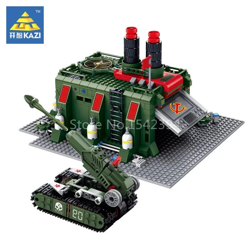 KAZI War Factory Red Alert 3 Army Tank Toy Educational Building Bricks Blocks Plastic Model Kits Set Gift Toys For Children DIY kaizi red alert 3 series soviet apocalypse tank military model building educational toy for children brinquedo christmas gifts