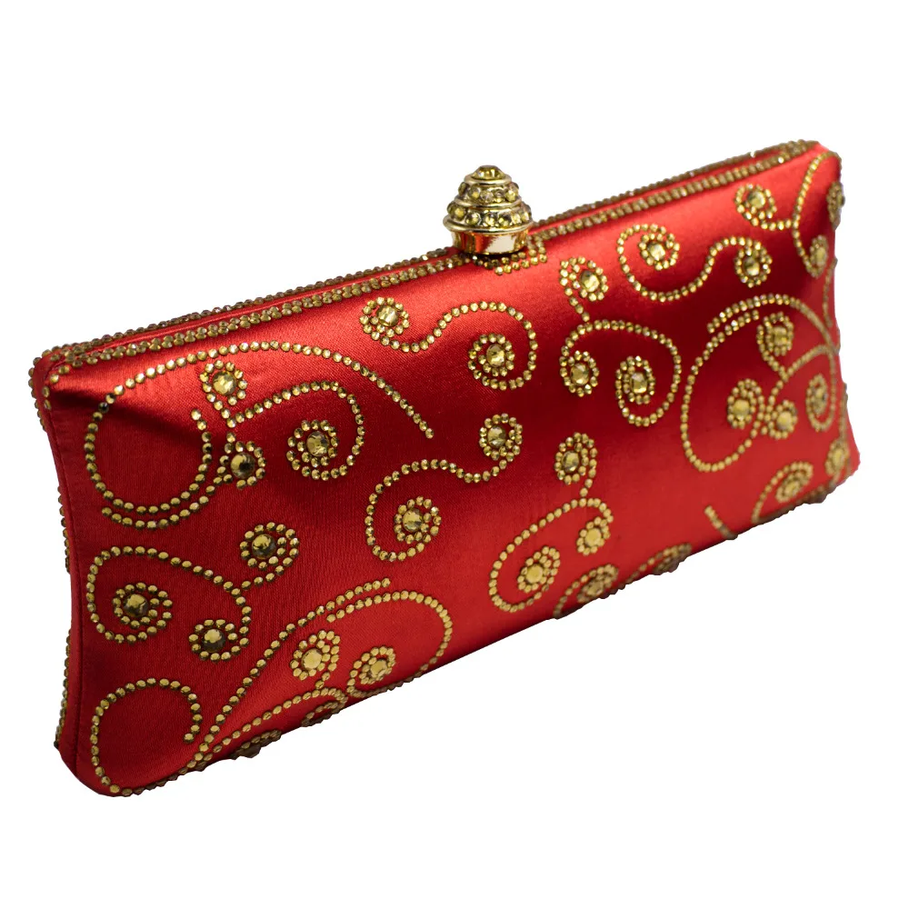 Cartera de mano Roja Italiana para mujer, bolso de mano de noche fiesta, nupcial, de cristal, real/dorado - AliExpress Maletas y bolsas