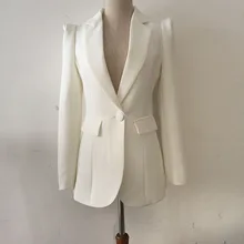 Высококачественная Модная белая куртка с длинными рукавами и v-образным вырезом, тонкая модная куртка